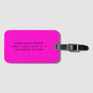 Neon roze en zwart modern minimalistisch bagagelabel