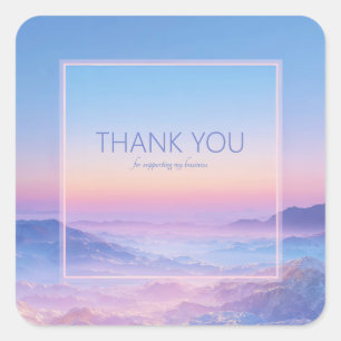 Neon Roze Etherisch Berglandschap Synthwave Frame Vierkante Sticker