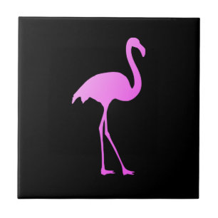 Neon roze flamingo op maat zwarte keramische tegel tegeltje