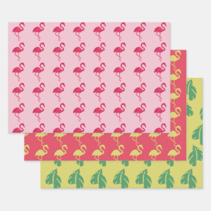 Neon roze flamingo tropisch inpakpapier vel