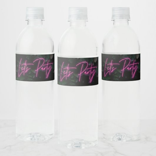 Neon roze funky modern maakt hedendaagse waterfles etiket (Flessen)