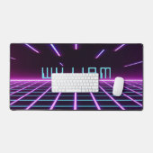 Neon Roze Futuristische Retro Stijl Jaren 80 Video Bureaumat (Keyboard & Muis)