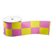 Neon roze geel geruit dambord lint (Spoel)