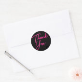 Neon Roze Gloed Dank Je Ronde Sticker (Envelop)