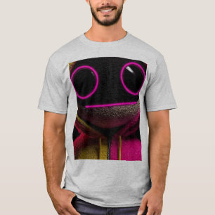 Neon Roze Grappig Monster Gezicht Grafische T-Shir T-shirt