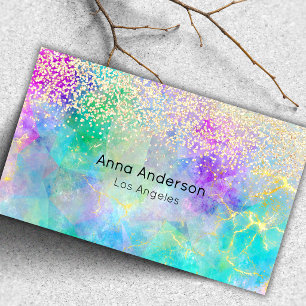 Neon Roze Groen Paars Opal Steen Goud Glitter Visitekaartje