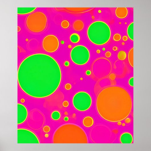 Neon Roze & Groen Retro Cirkel Ontwerp Poster (Voorkant)