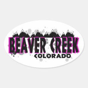 Neon roze grunge Beaver Creek Colorado Ovale Sticker