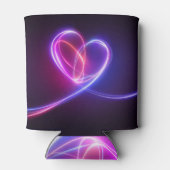 Neon roze hart, abstracte kunst blikjeskoeler (Achterkant)