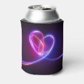 Neon roze hart, abstracte kunst blikjeskoeler (Blikje Achterkant)