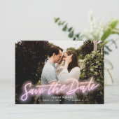 Neon Roze Horizontale Foto sparen de Datum Kaart (Staand voorkant)