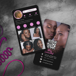 Neon Roze Instagram Fotocollage Haarvlechten Visitekaartje