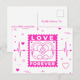 Neon Roze Liefde Voor Altijd Valentijnsdag Stempel Feestdagenkaart
