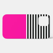 Neon roze met zwarte en witte strepen Case-Mate iPhone case (Achterkant (horizontaal))