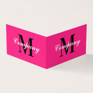 Neon roze monogram logo gevouwen visitekaartje dru