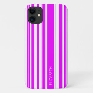 Neon roze onregelmatige strepen iPhone 11 hoesje
