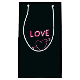 Neon Roze op Black LOVE harten Klein Cadeauzakje