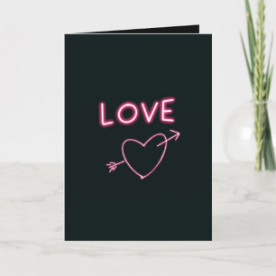 Neon Roze op Black LOVE Hef Aangepaste tekst Kaart