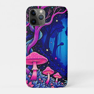 Neon Roze Paddenstoelen Bos Kunst iPhone 11 Pro Hoesje
