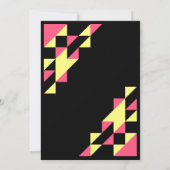 Neon roze perzik driehoek geometrische zwarte verj kaart (Achterkant)