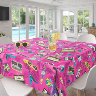 Neon Roze Retro Zonnebril 80s Tropische Statement Tafelkleed