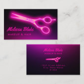 Neon roze schaar visitekaartje (Voorkant / Achterkant)