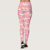 Neon Roze Sinaasappel Batik Circle Block Print Abs Leggings (Achterkant)