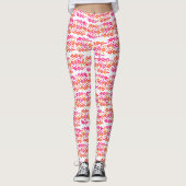 Neon Roze Sinaasappel Batik Circle Block Print Abs Leggings (Voorkant)