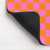 Neon Roze Sinaasappel Geruite Checkerboard Muismat (Hoek)