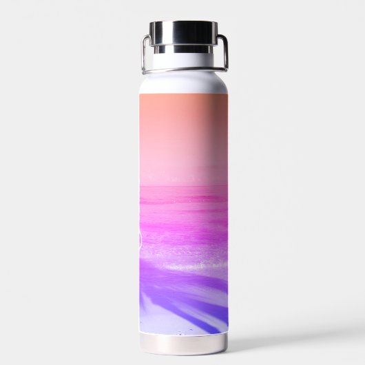 Neon Roze Sinaasappel Paarse Tropical Paradise Tre Waterfles (Achterkant)