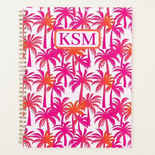 Neon Roze Sinaasappel Palmboom Ibiza Planner (Voorkant)
