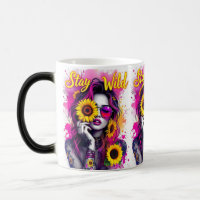 Neon Roze Spetter Boho Wilde Meisje Zonnebloem Mag