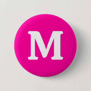 Neon Roze Stevige Kleur Monogram Initiaal Ronde Button 5,7 Cm
