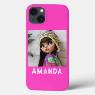 Neon roze tekenstring iPhone 13 hoesje