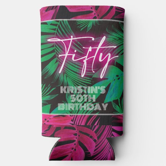 Neon Roze Tropisch 50ste Verjaardag (Achterkant)