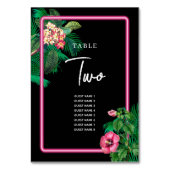 Neon roze tropische retro bruiloft programma kaart (Achterkant)