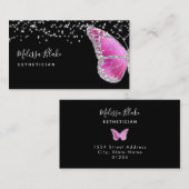 neon roze vlinder visitekaartje (Voorkant / Achterkant)