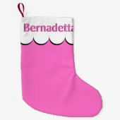 Neon Roze Wit 3D Elegante Naam Gepersonaliseerd Kleine Kerstsok (Voorkant)