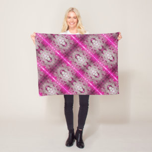Neon Roze Zeshoekige Rasterdeken Fleece Deken