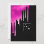 Neon roze zwart waterverf gradiënt druipt bruiloft kaart (Achterkant)