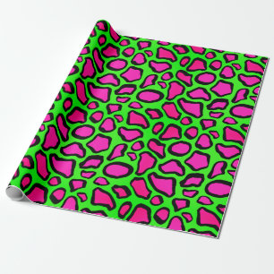 Neon Safari Animal Prints - Groen en Roze Cadeaupapier