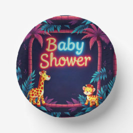 Neon Safari Baby shower Papieren Kommen