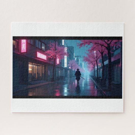 Neon Samurai Nights Puzzle – Retro Anime Tokyo Sce (Horizontal)