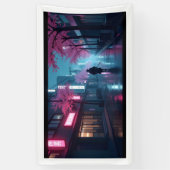 Neon Samurai Nights – Retro Anime Tokyo Art Spandoek (Verticaal)