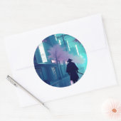 Neon Samurai Sticker – Retro Anime Cyberpunk Tokyo (Envelop)