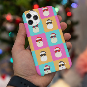 Neon Santa met zonnebrillen kleurrijk Cool Pattern iPhone 12 Pro Max Hoesje