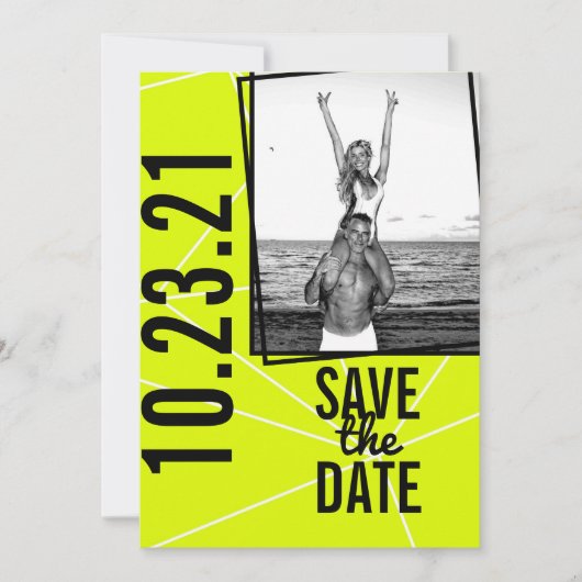 Neon Save the Date - Fun & Bright Wedding Invite Kaart (Voorkant)