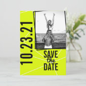 Neon Save the Date - Fun & Bright Wedding Invite Kaart (Staand voorkant)