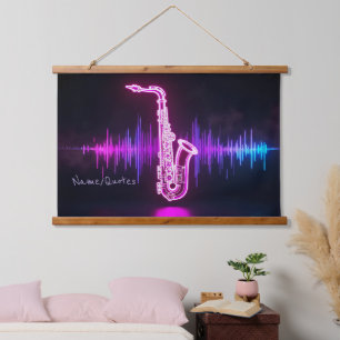 Neon Saxofoon Gloed – Futuristische Muziekmuurkuns Hangend Wandkleed