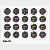 Neon Schaats Party Dank u wel! Ronde Sticker (Vel)